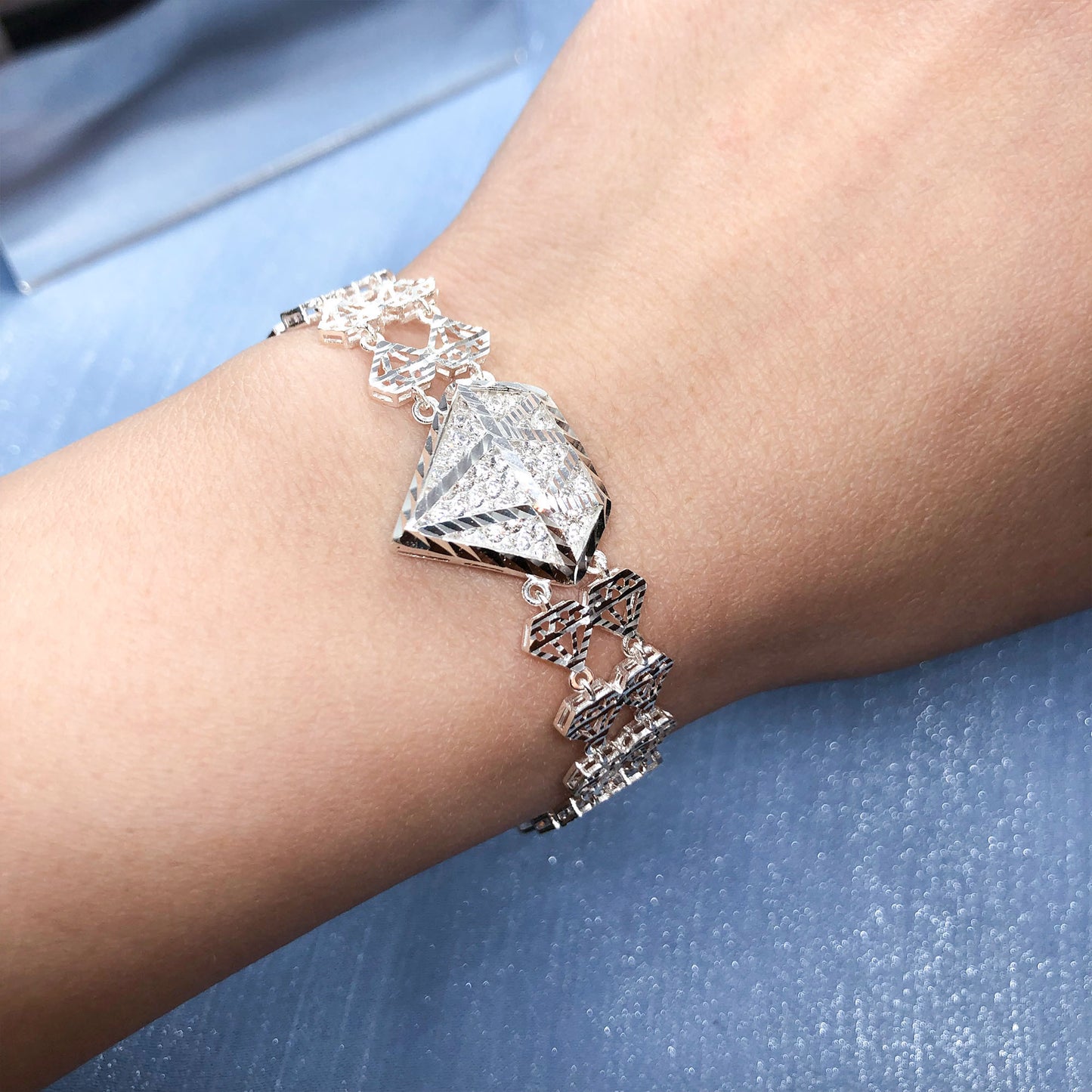 diamond shape sterling silver bracelet