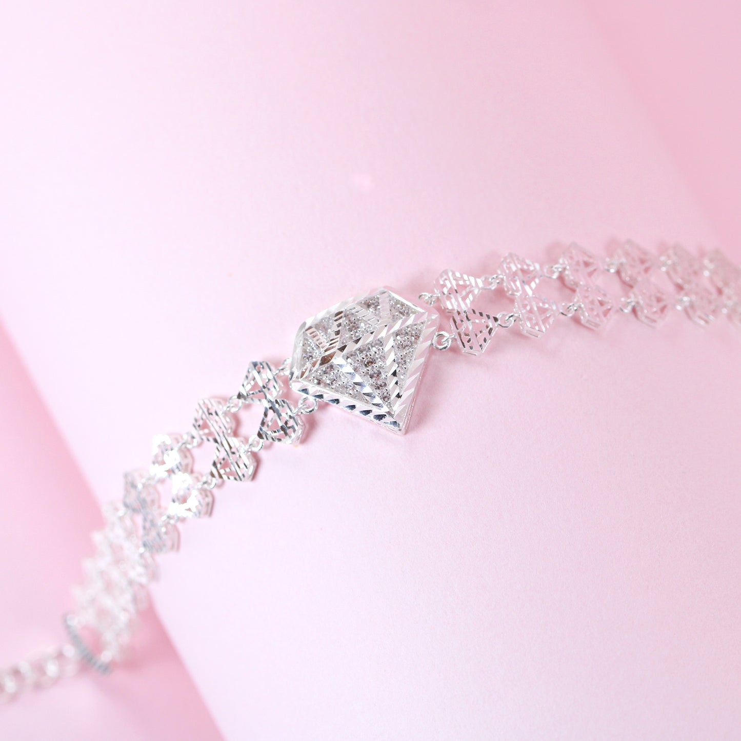 diamond lace tennis bracelet in silver