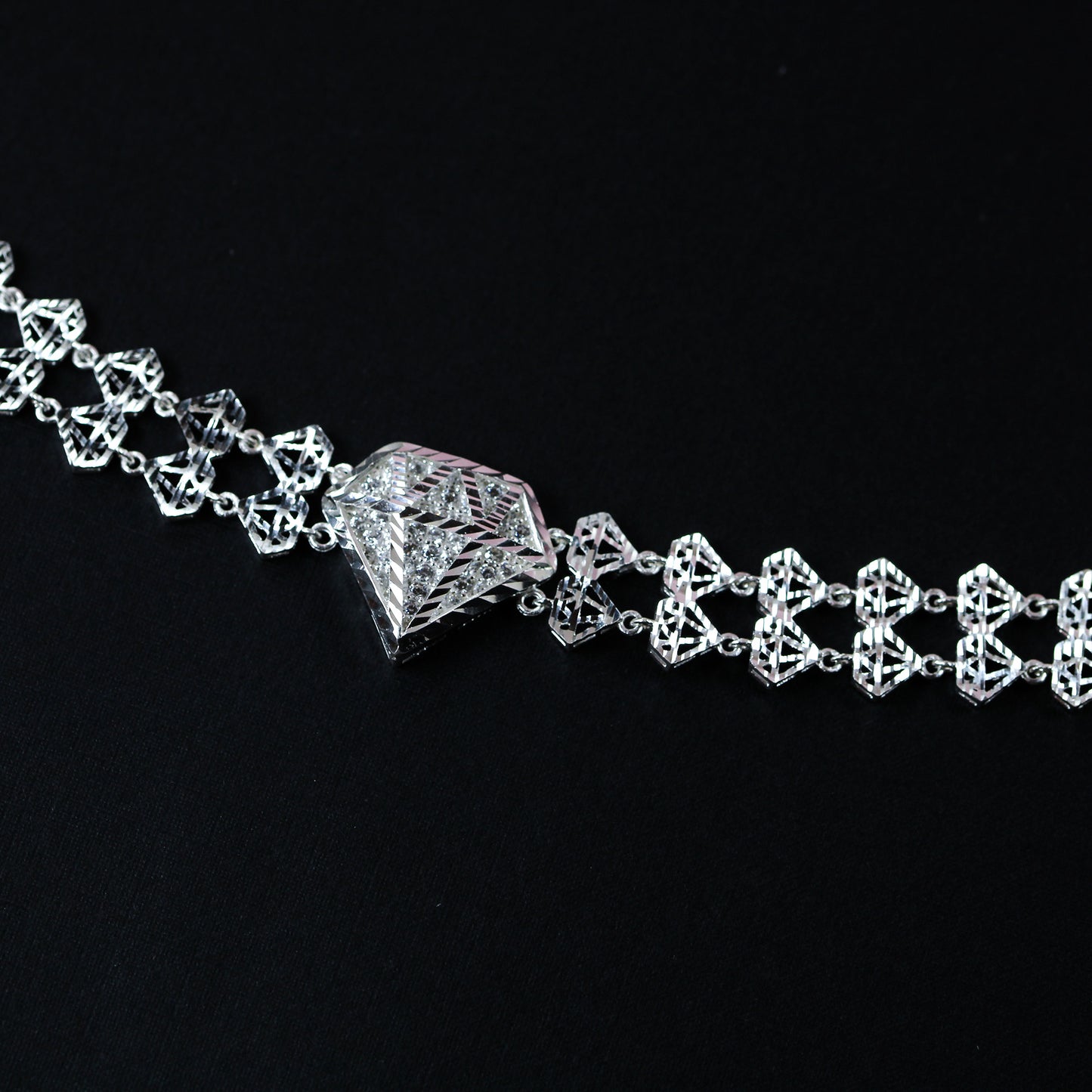 diamond lace tennis bracelet in silver