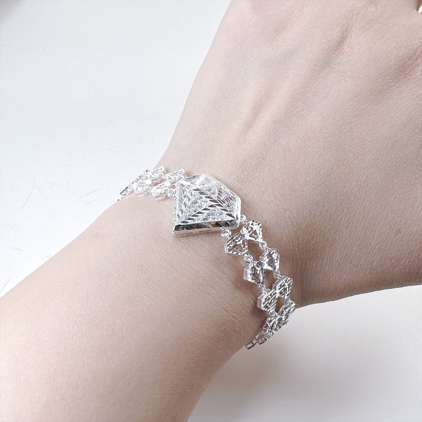 diamond lace tennis bracelet in silver