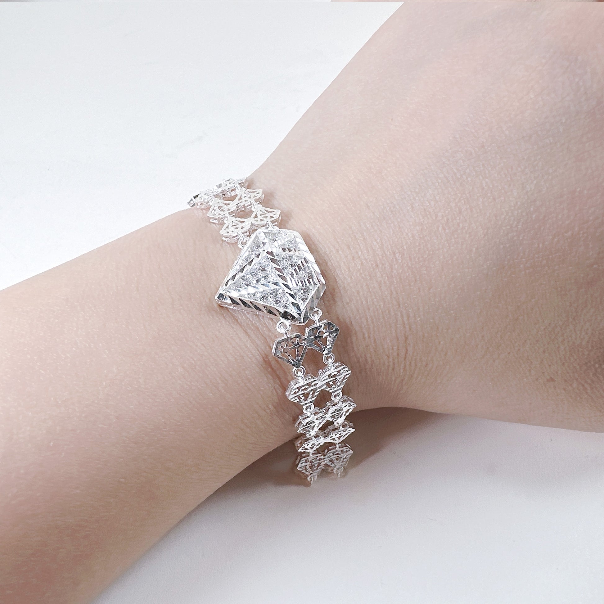 diamond lace tennis bracelet in silver