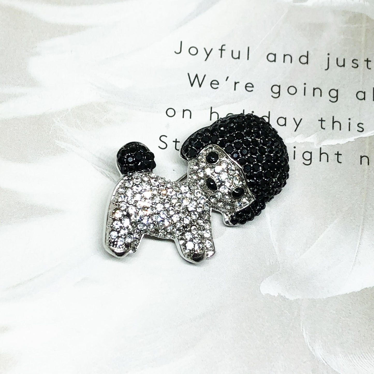 rhinestones dog brooch