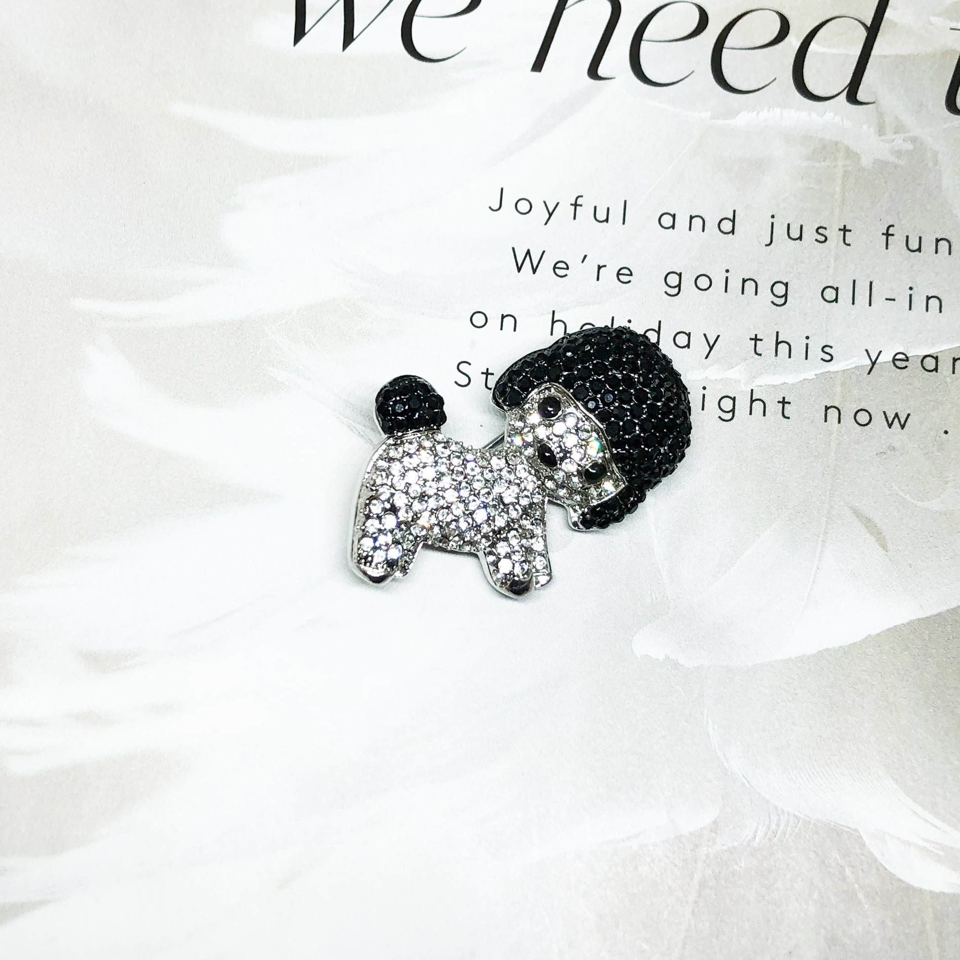 rhinestones dog brooch