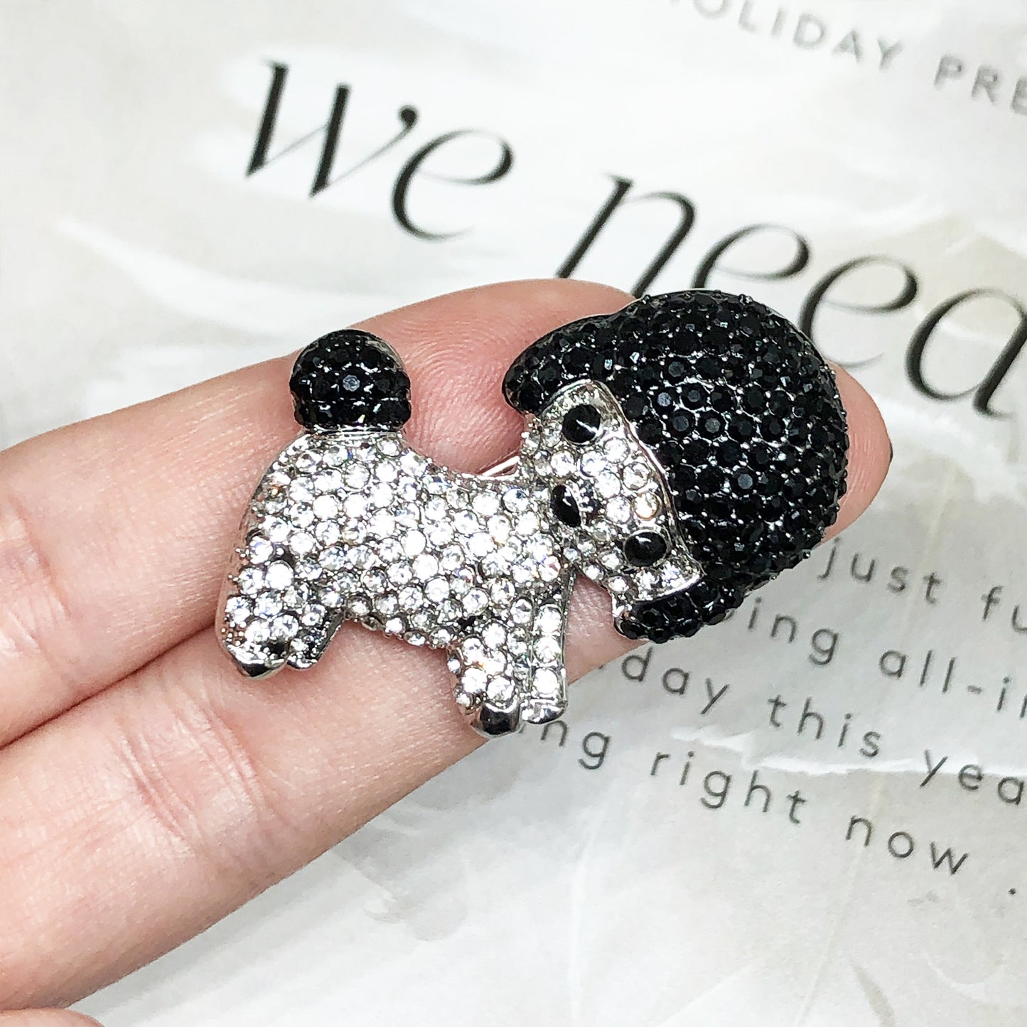 rhinestones dog brooch