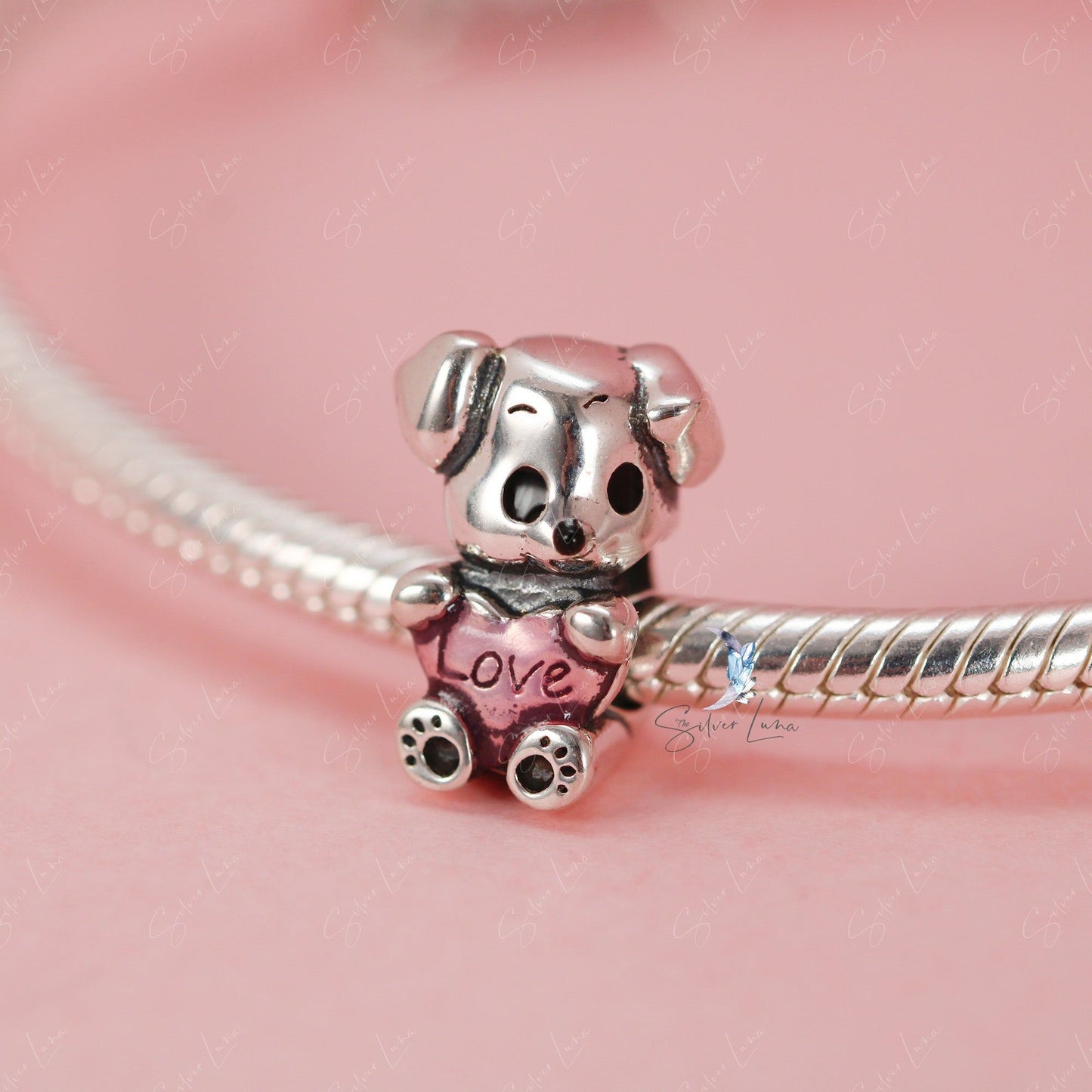 cute dog heart charm