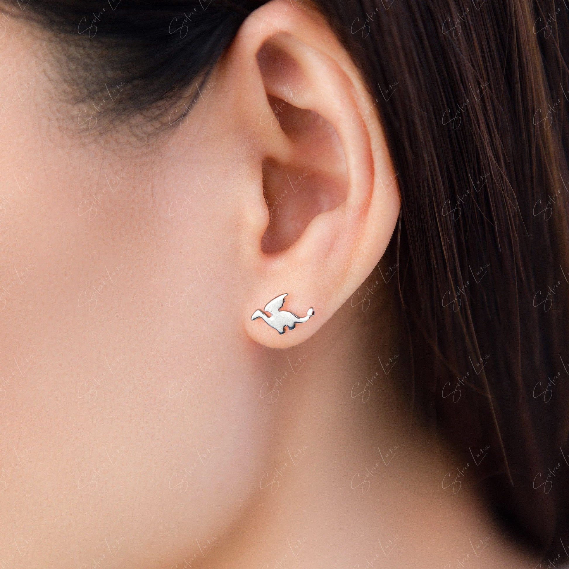 sterling silver dragon stud earrings