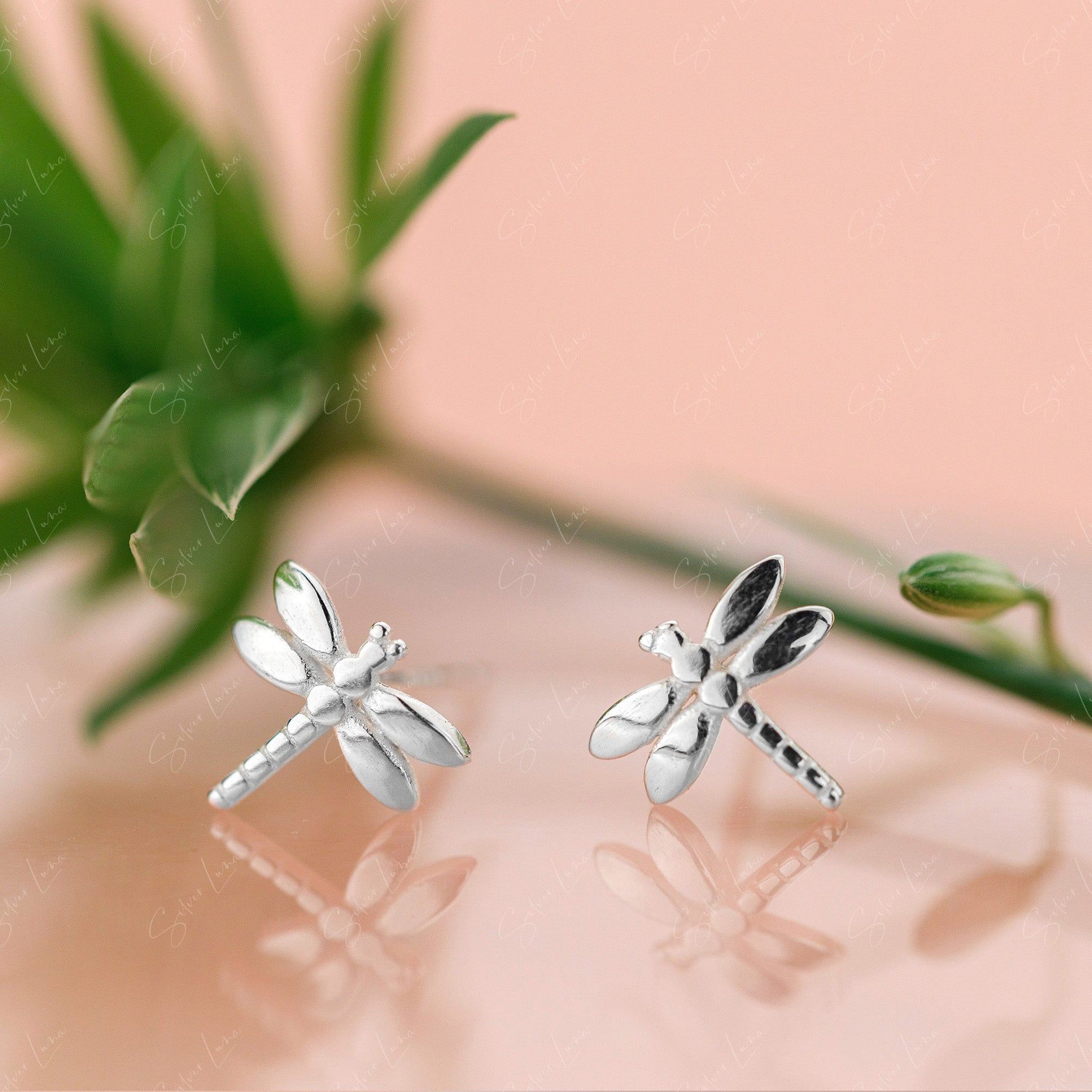 tiny dragonfly stud earrings