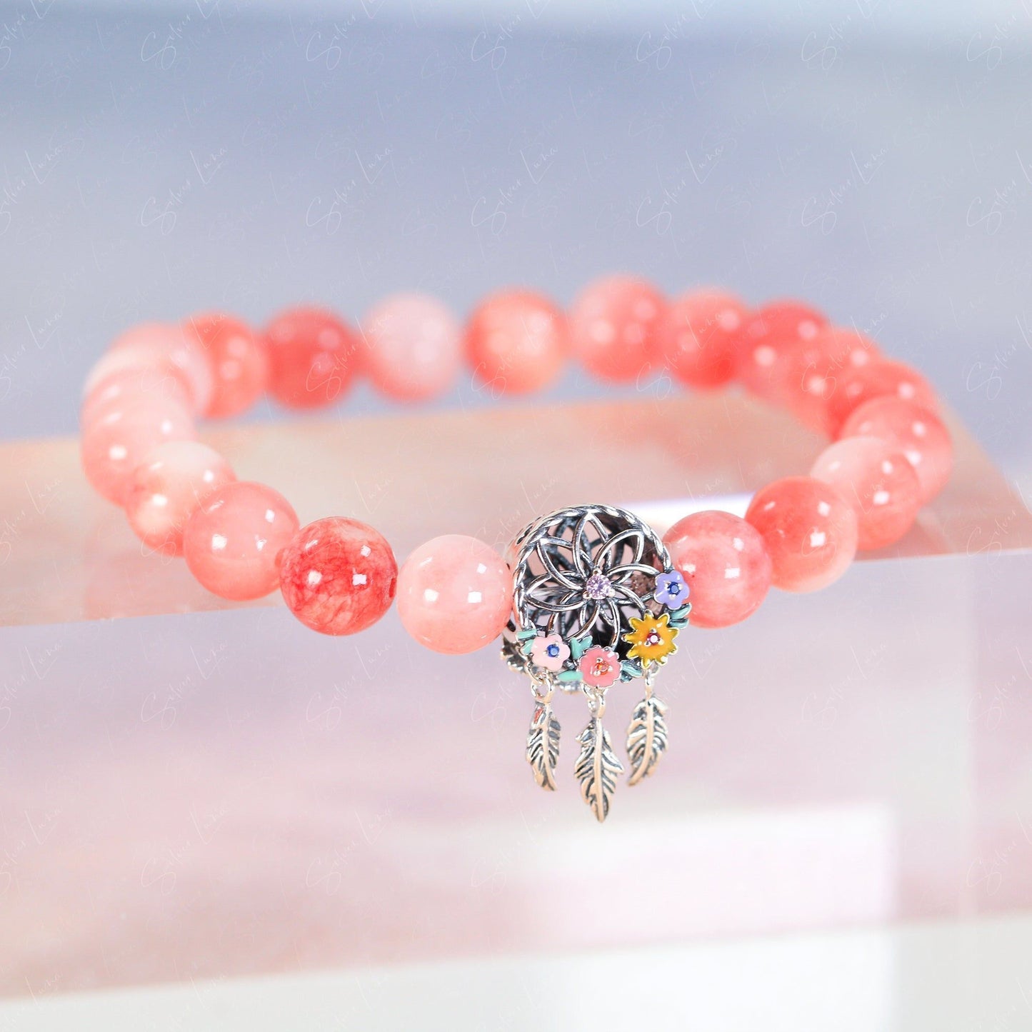 dream catcher pink Jade bracelet