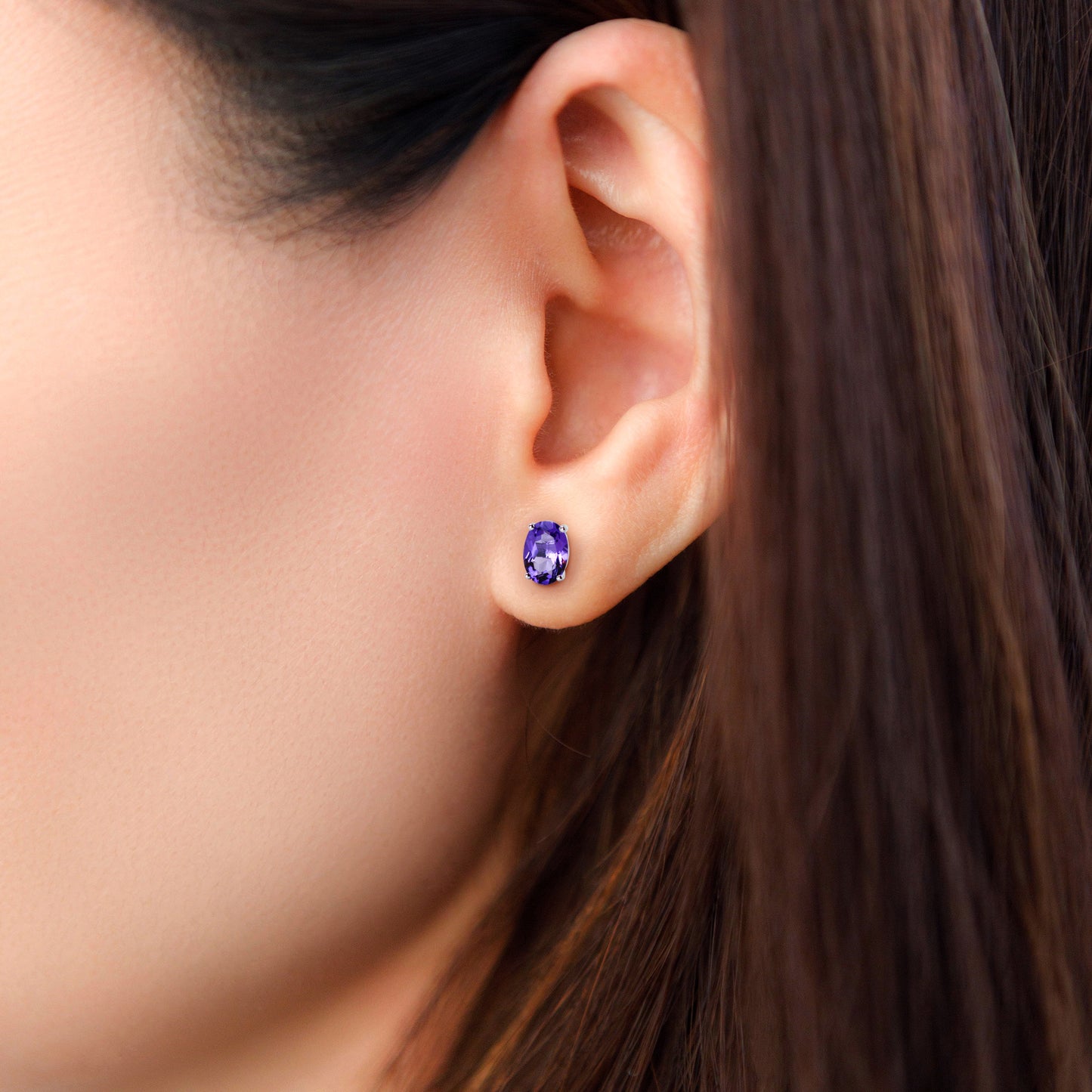 Amethyst sterling silver stud earrings 