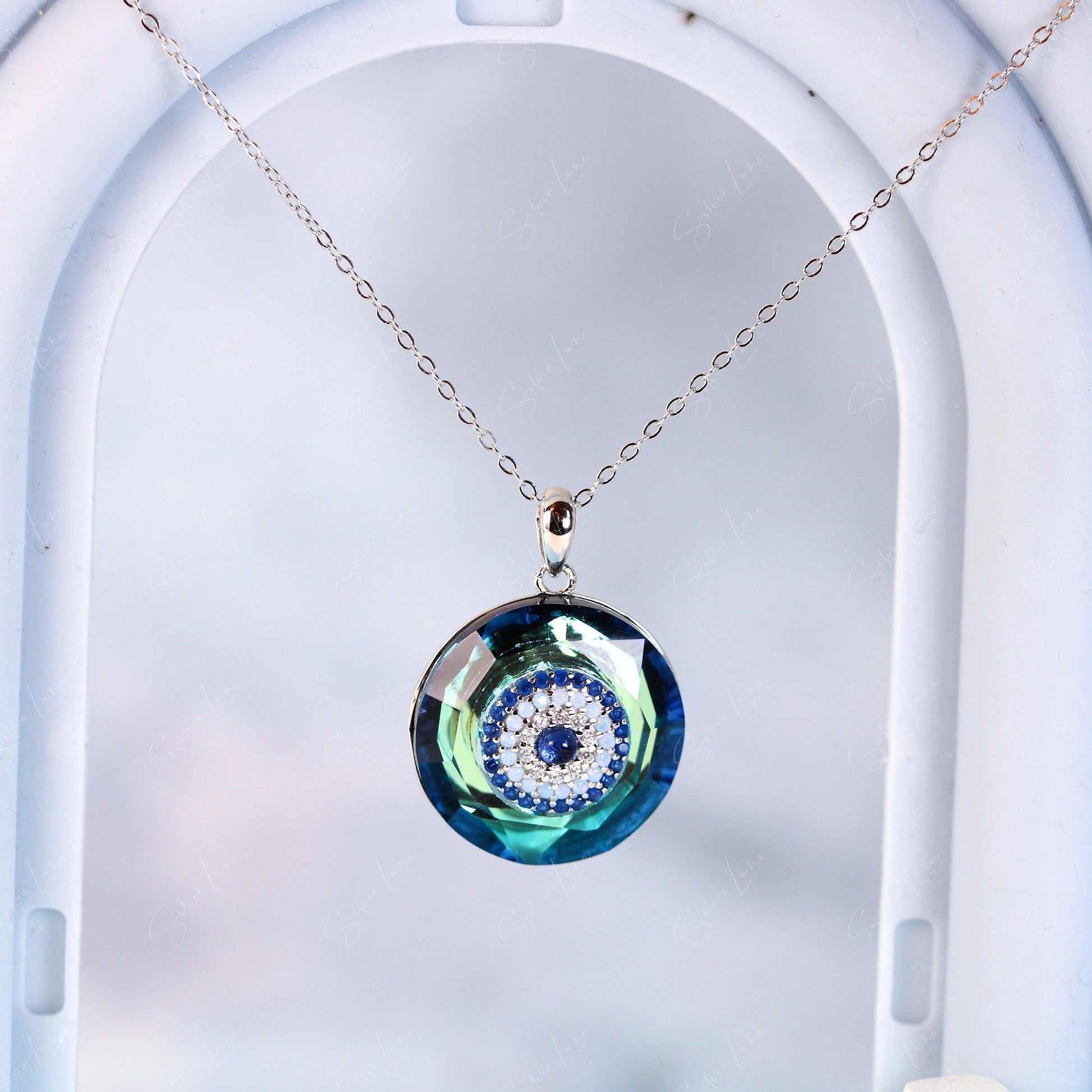 crystal evil eye pendant necklace