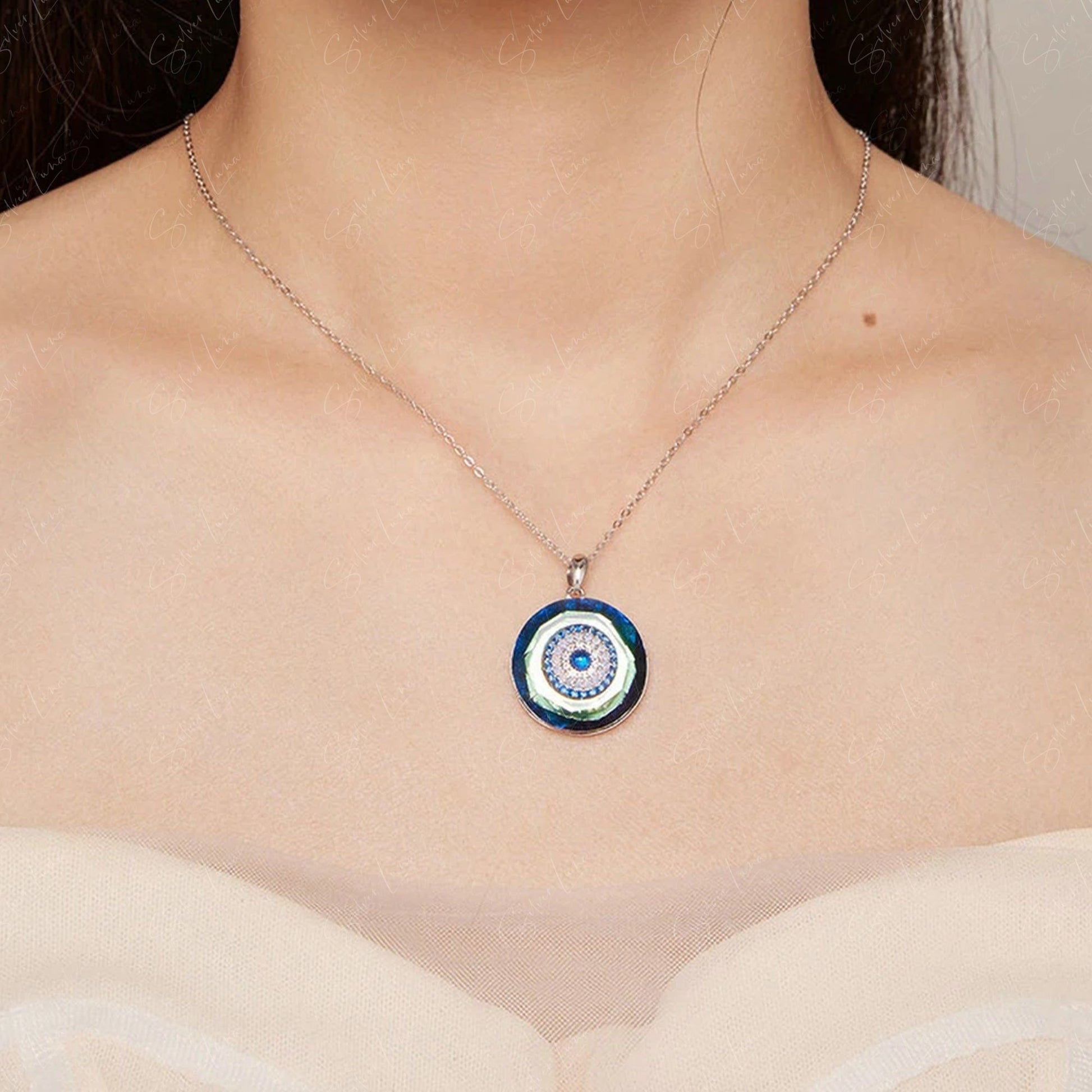 evil eye crystal pendant necklace