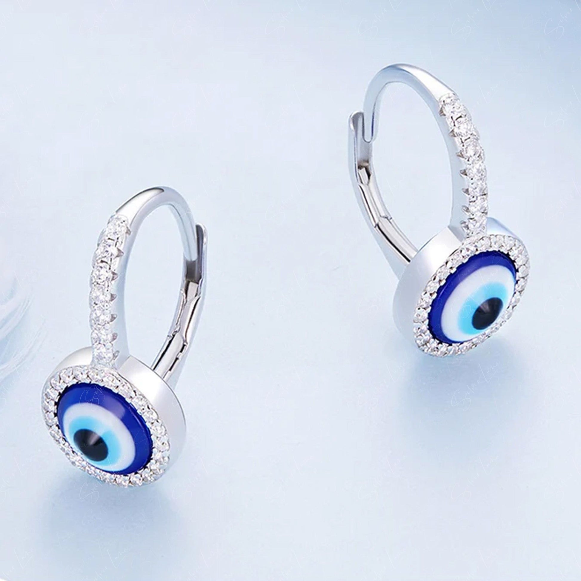 evil eye latch back earrings