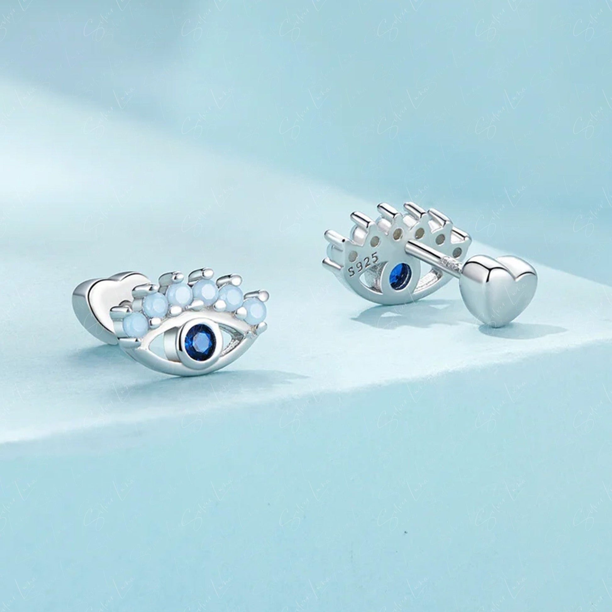 Evil eye screw back earrings