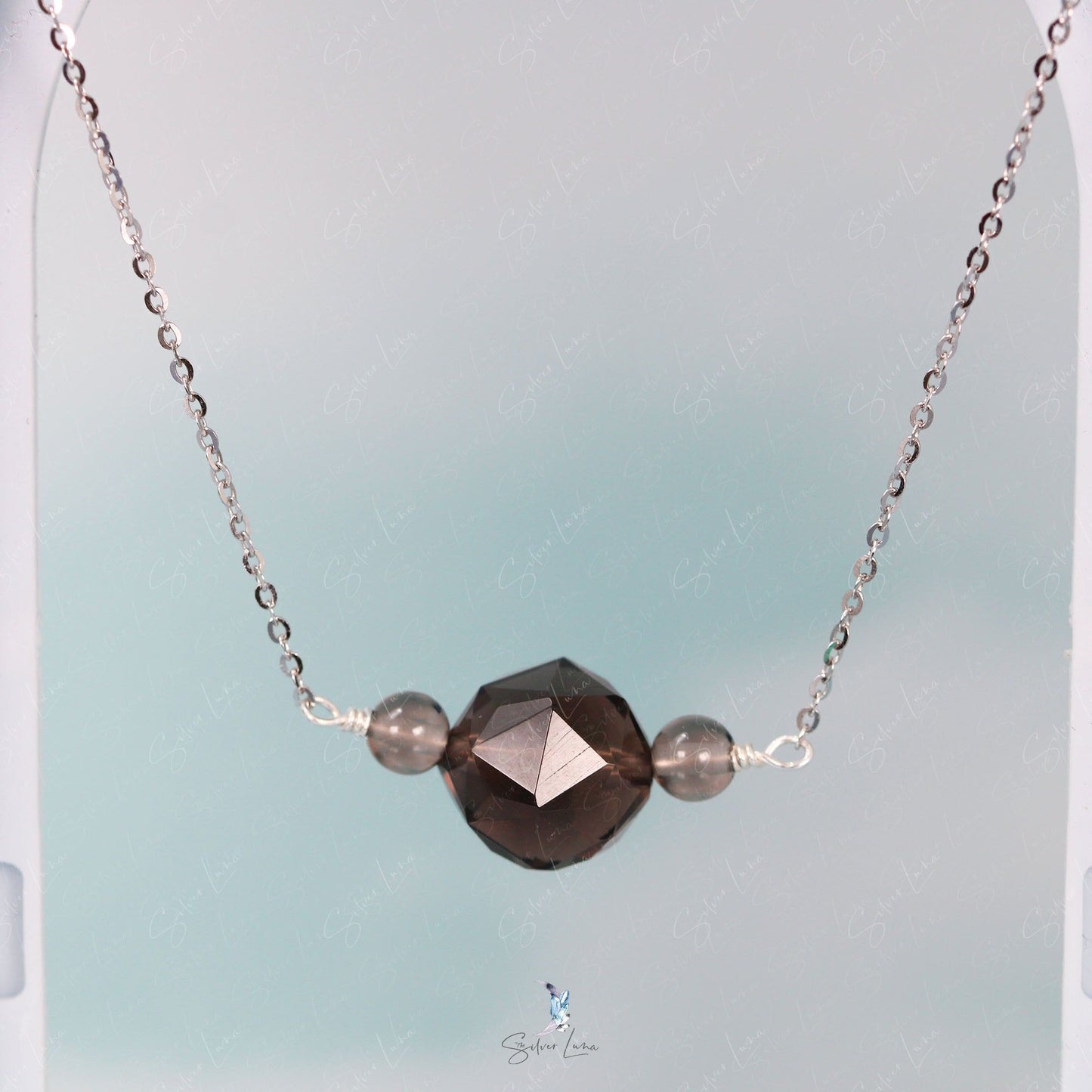 ice obsidian silver necklace