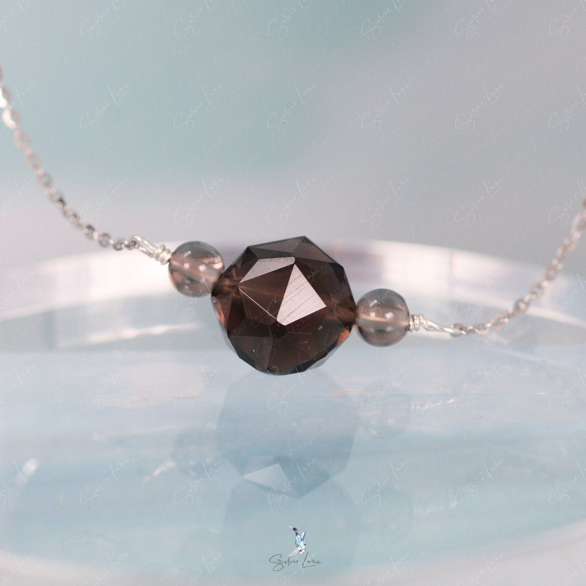 ice obsidian bead necklace