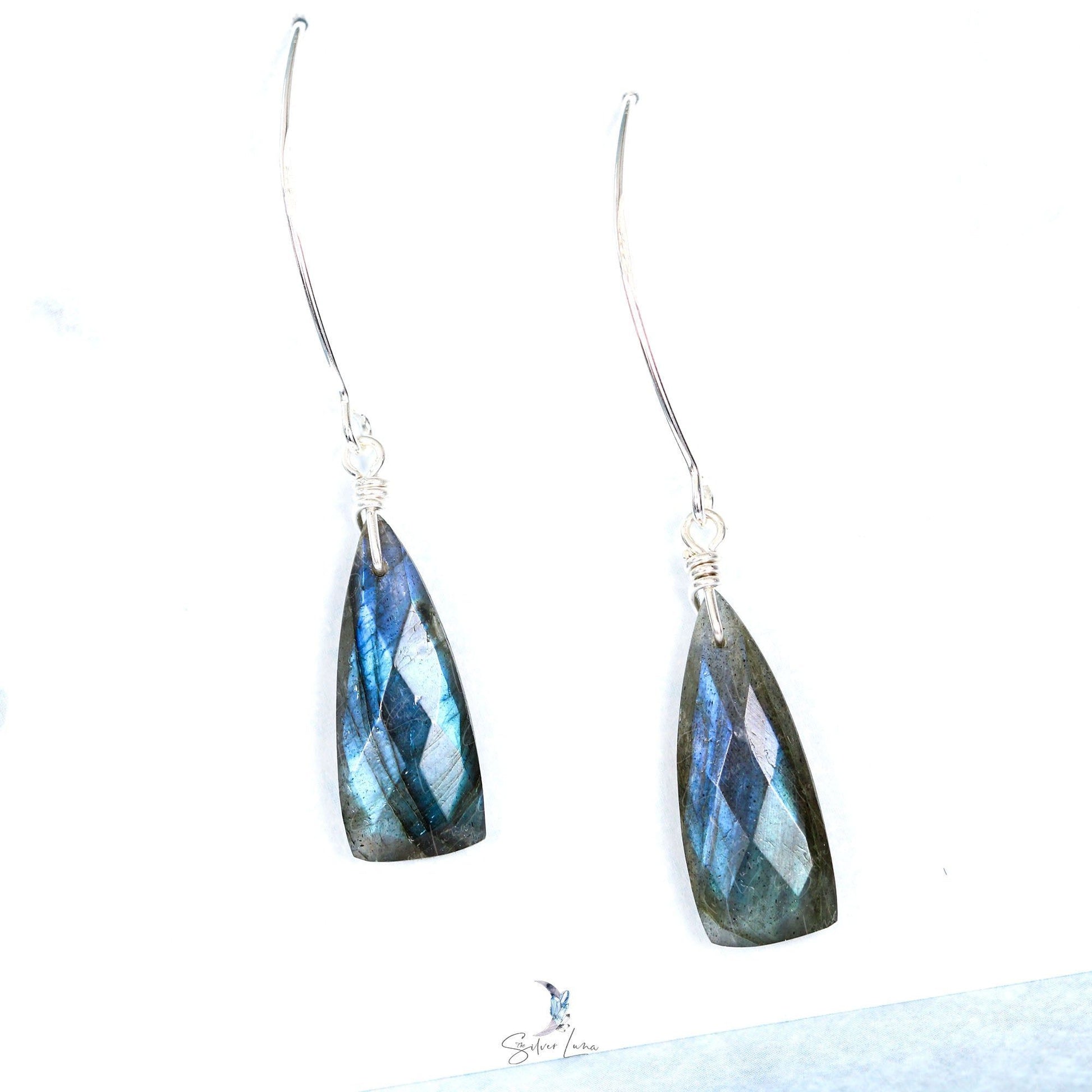 Labradorite dangle drop earrings