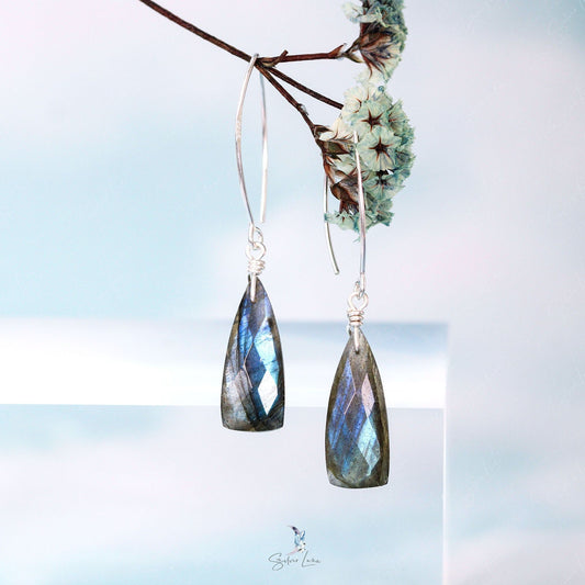 teardrop Labradorite dangle drop earrings