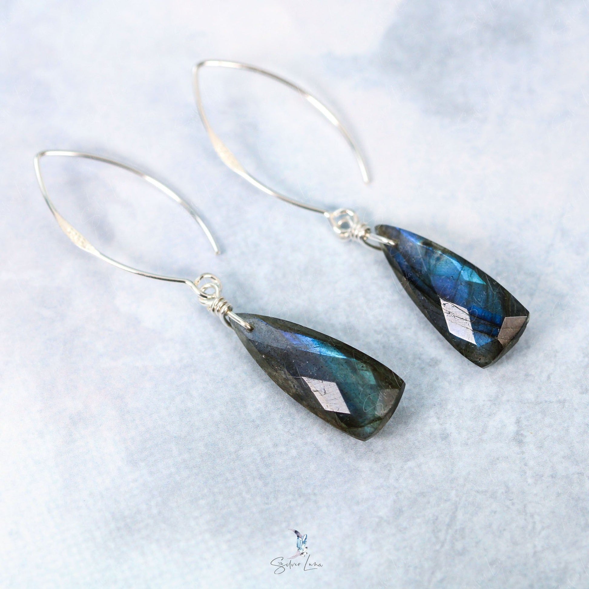 mystic labradorite dangle drop earrings