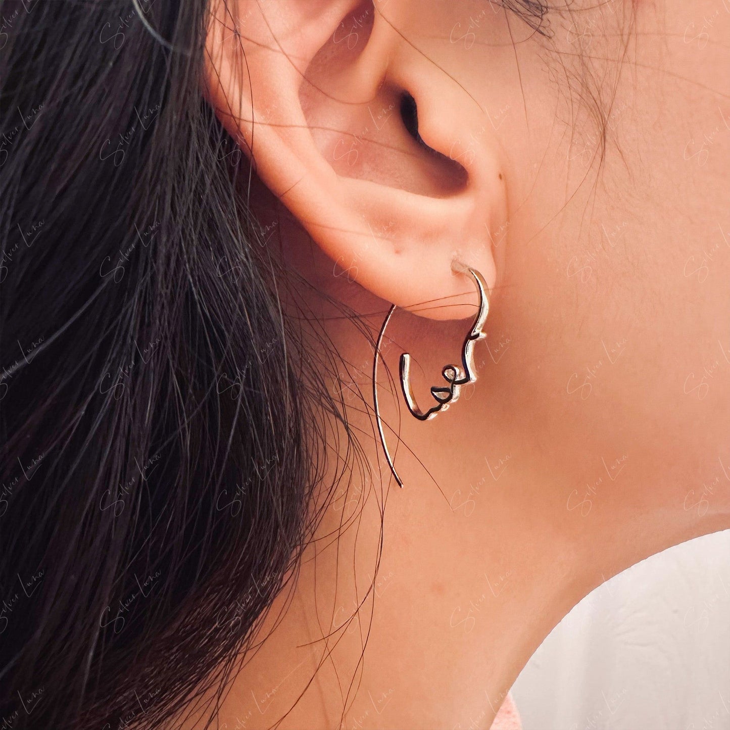 unique human face earrings
