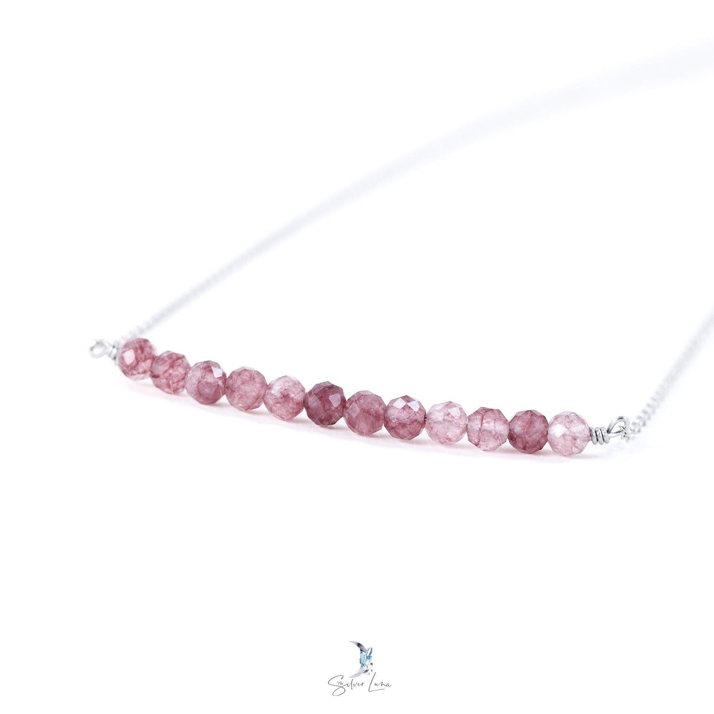 Lepidolite gemstone row necklace