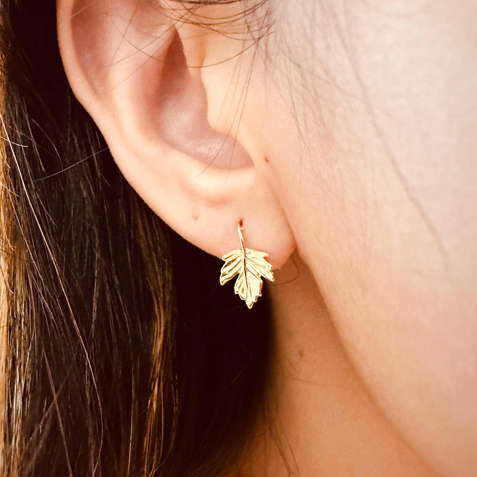 fall leaf silver earrings