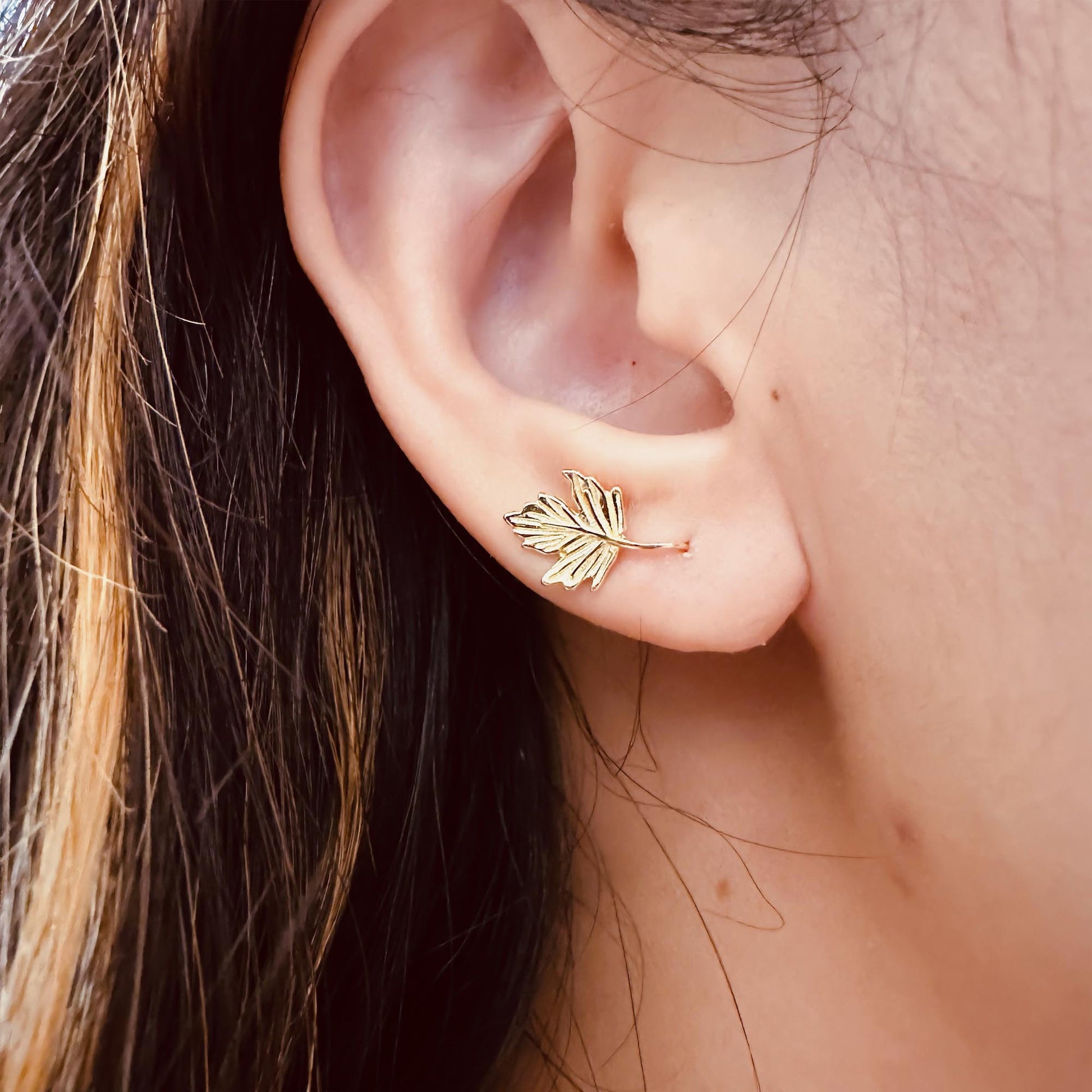 fall leaf silver earrings