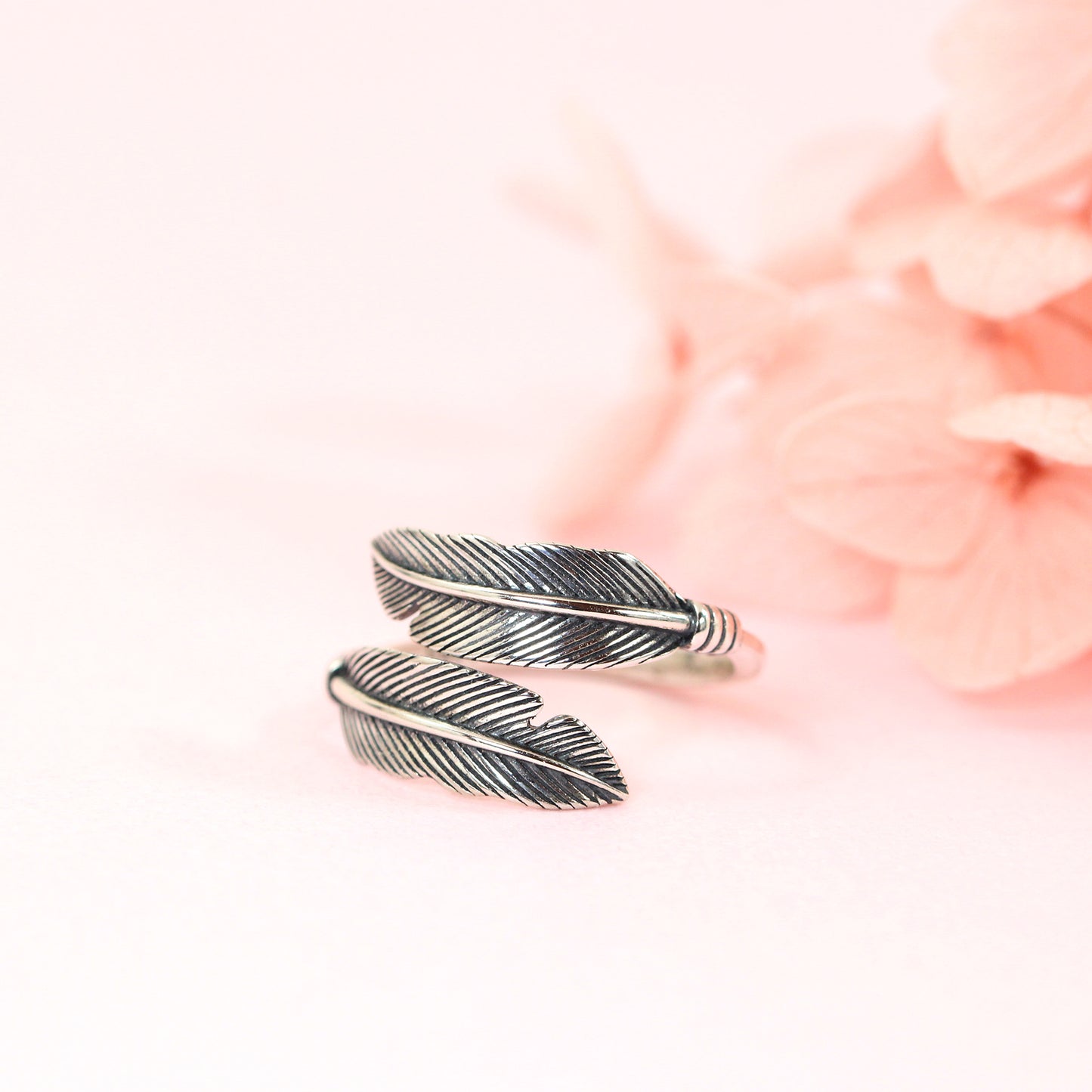 feather wrap sterling silver ring