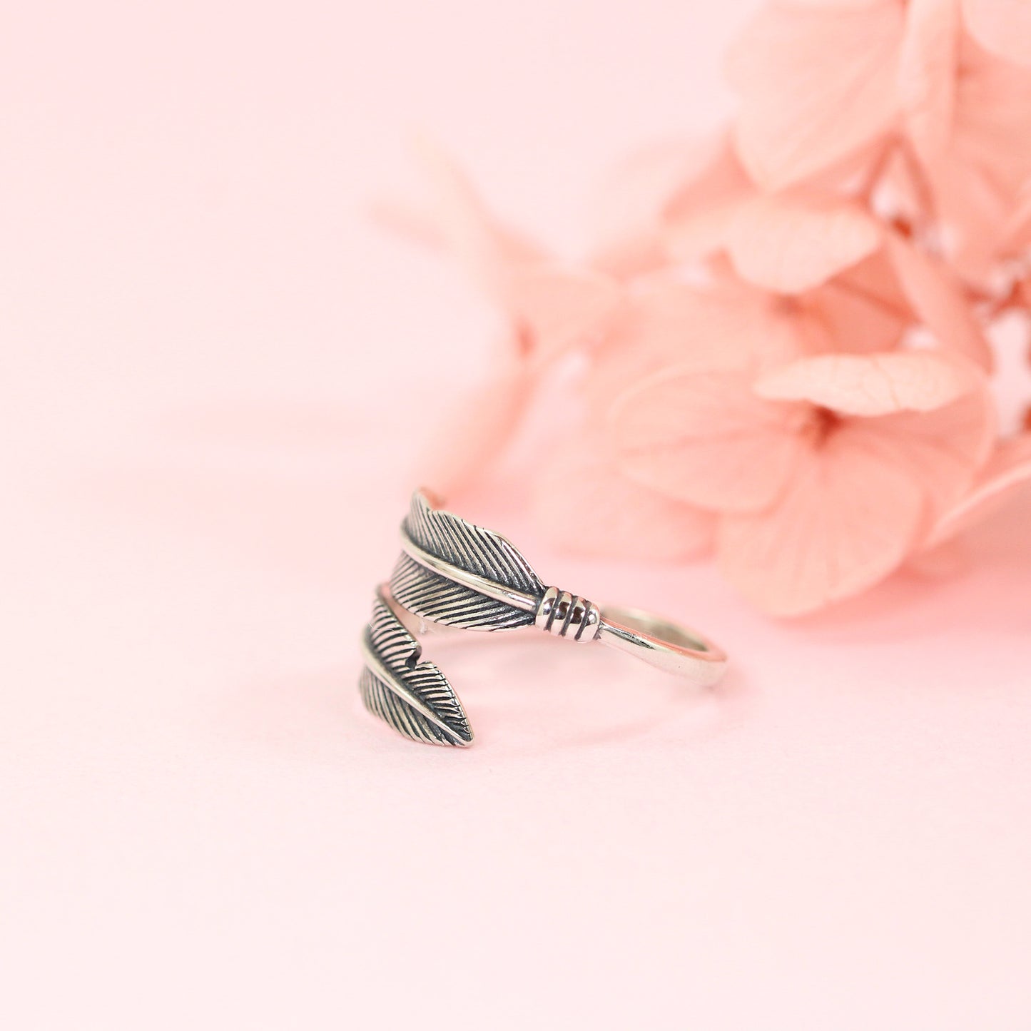 feather wrap sterling silver ring