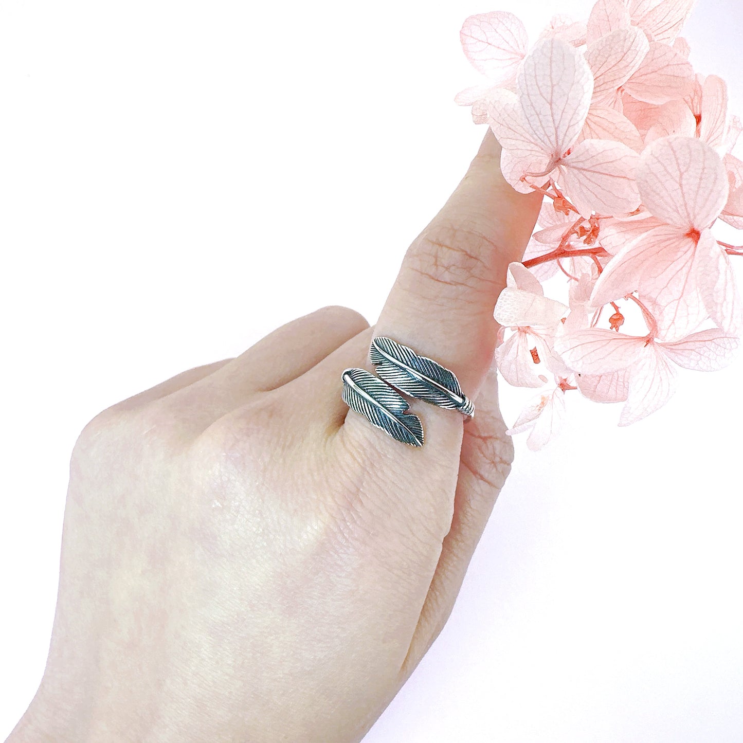 feather wrap sterling silver ring