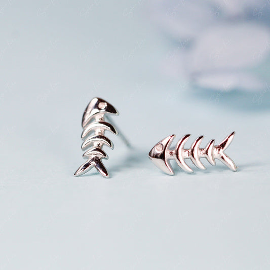 fish bone stud earrings