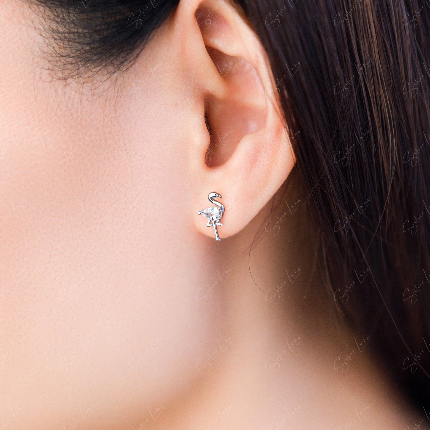 flamingo stud earrings