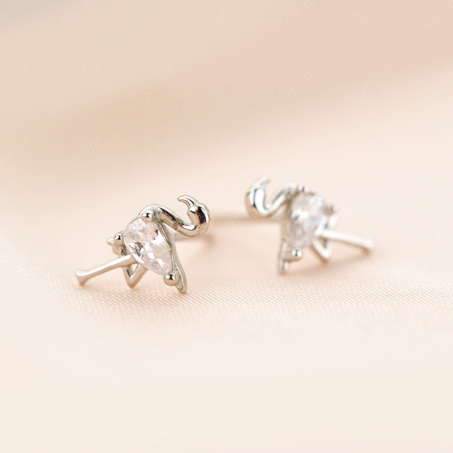 Flamingo sterling silver stud animal earrings