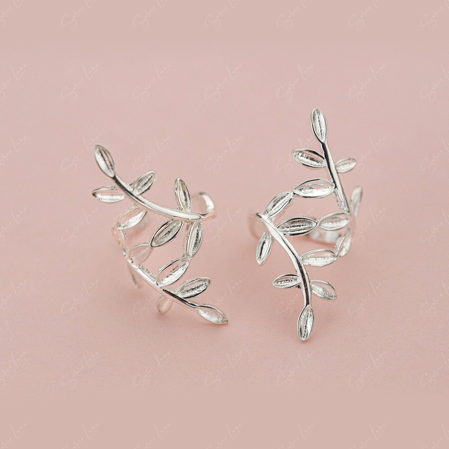 Leave Wrap Ear Cuffs Silver