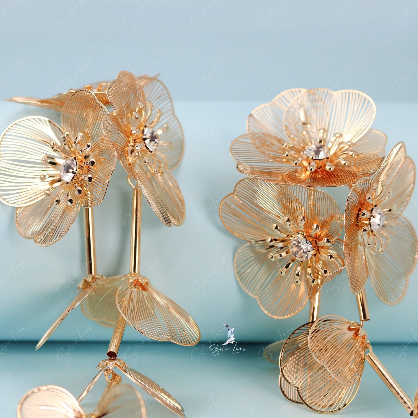 gold flower earrings