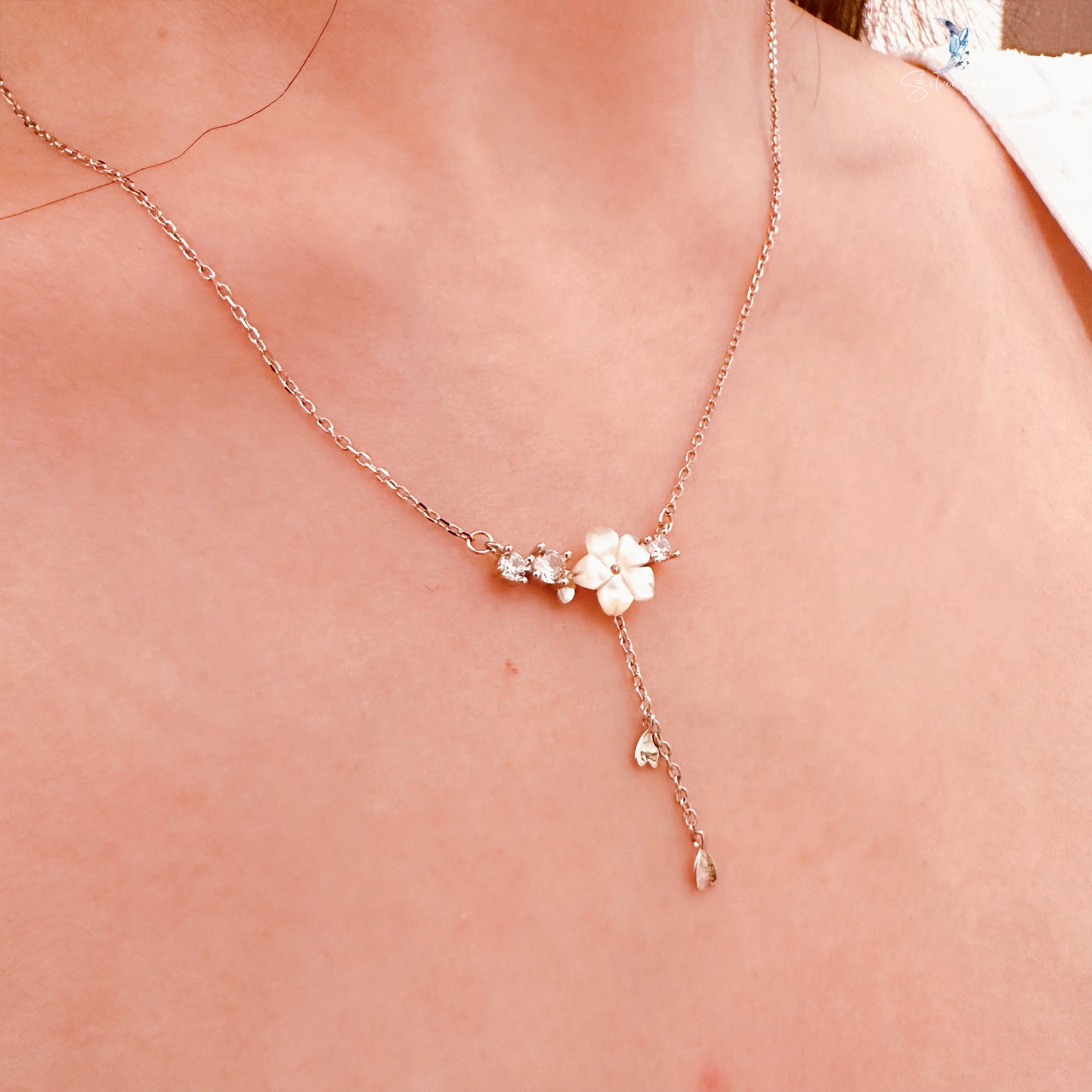 cherry blossom flower pendant necklace