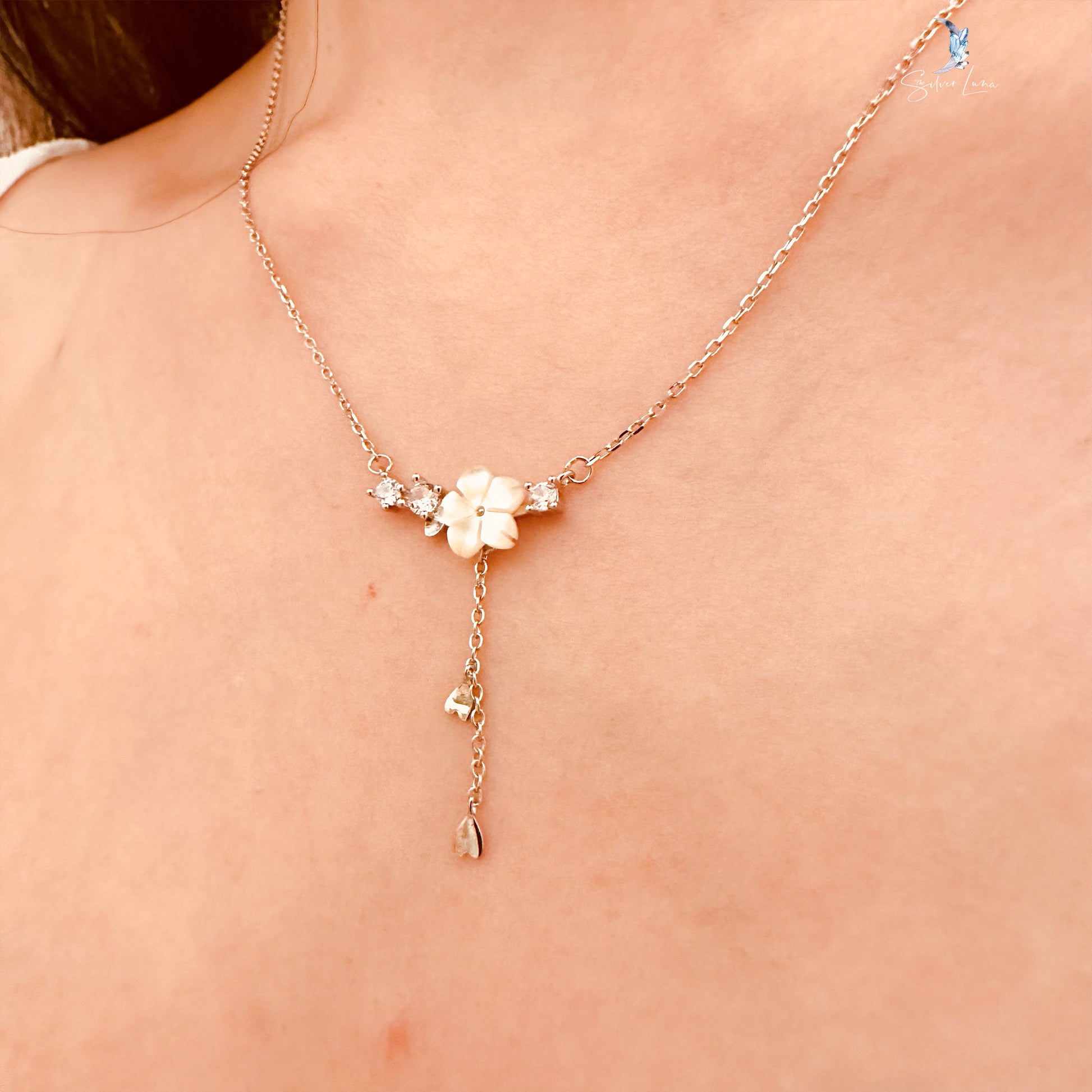 cherry blossom pendant necklace