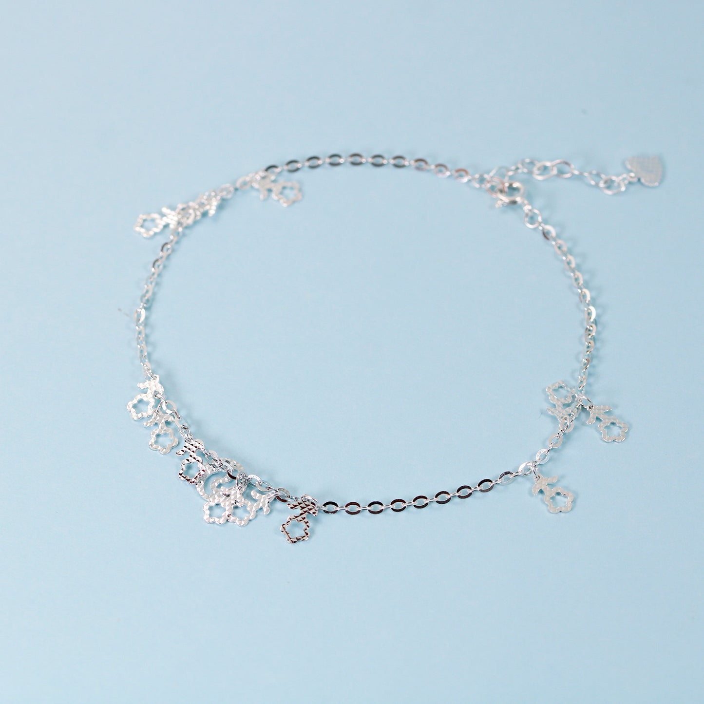 flower charms silver anklet