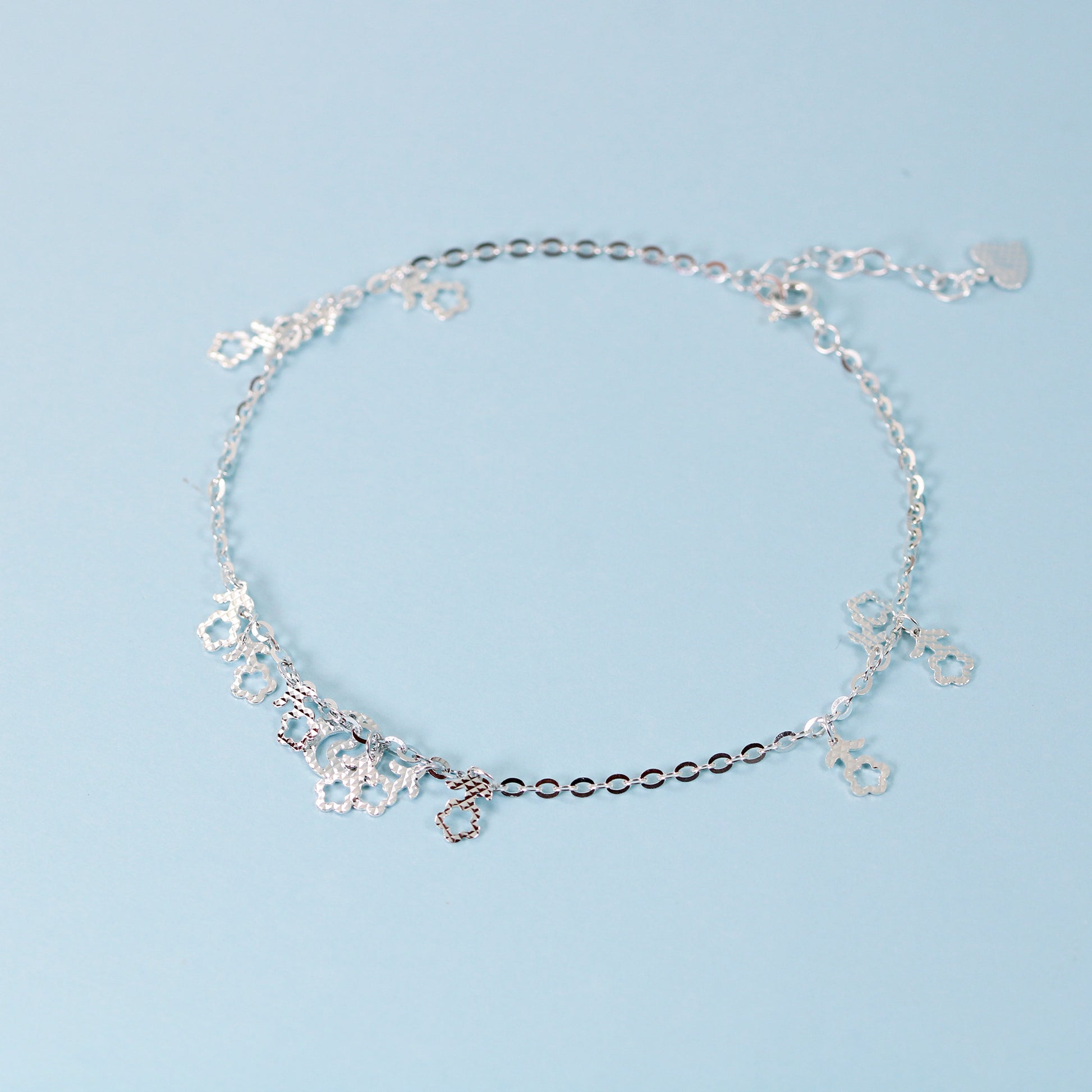 flower charms silver anklet