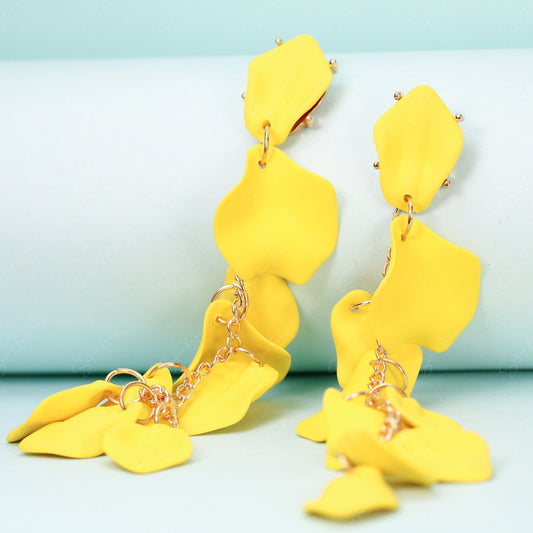 flower petal dangle drop earrings