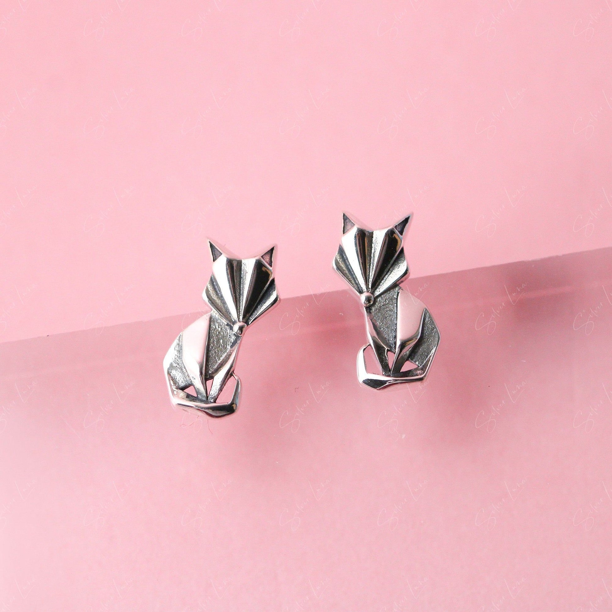 geometric fox earrings