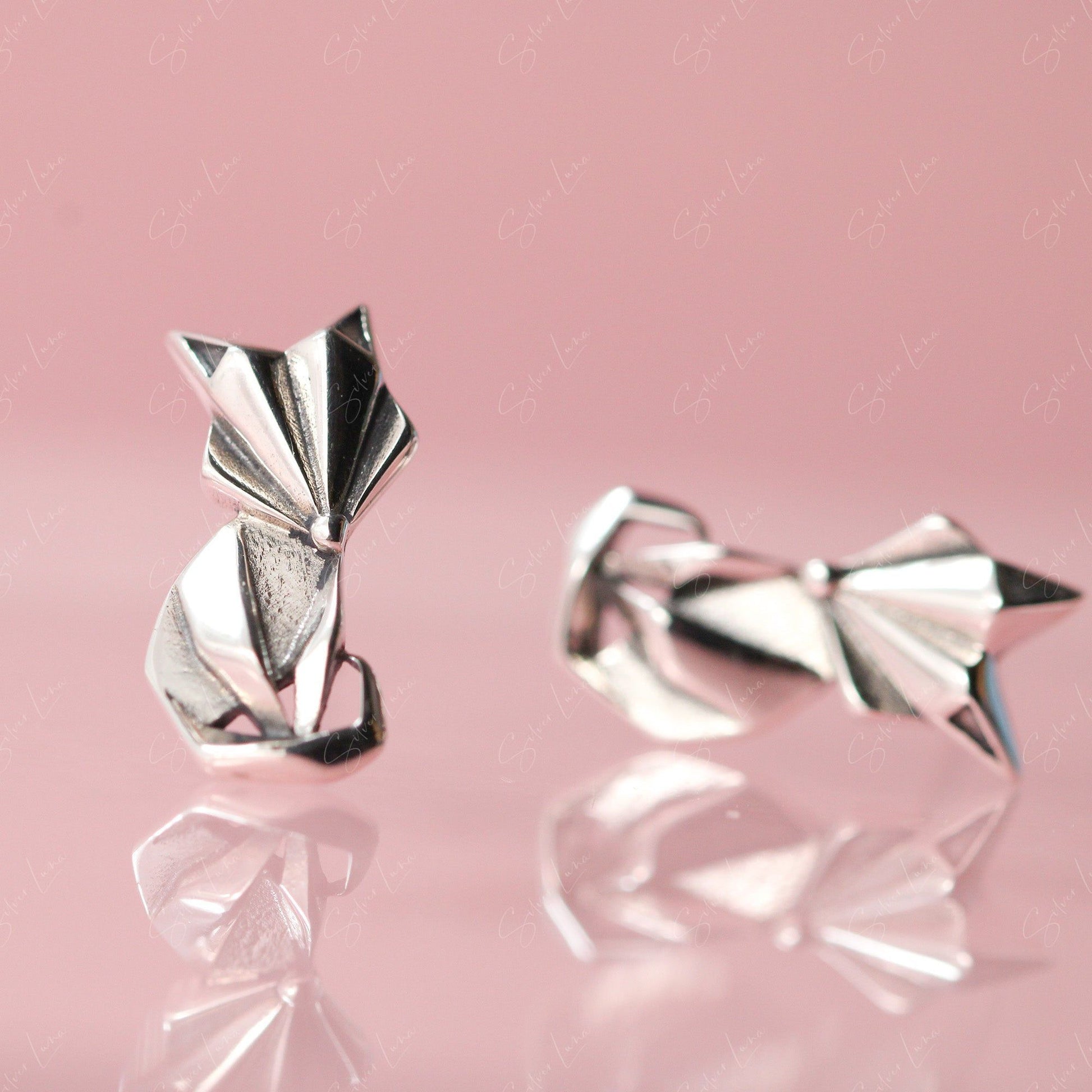 abstract fox stud earrings