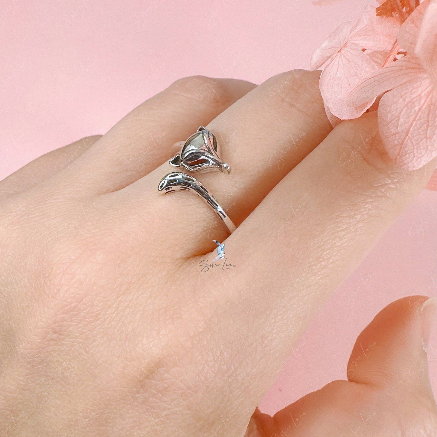 Silver fox adjustable ring