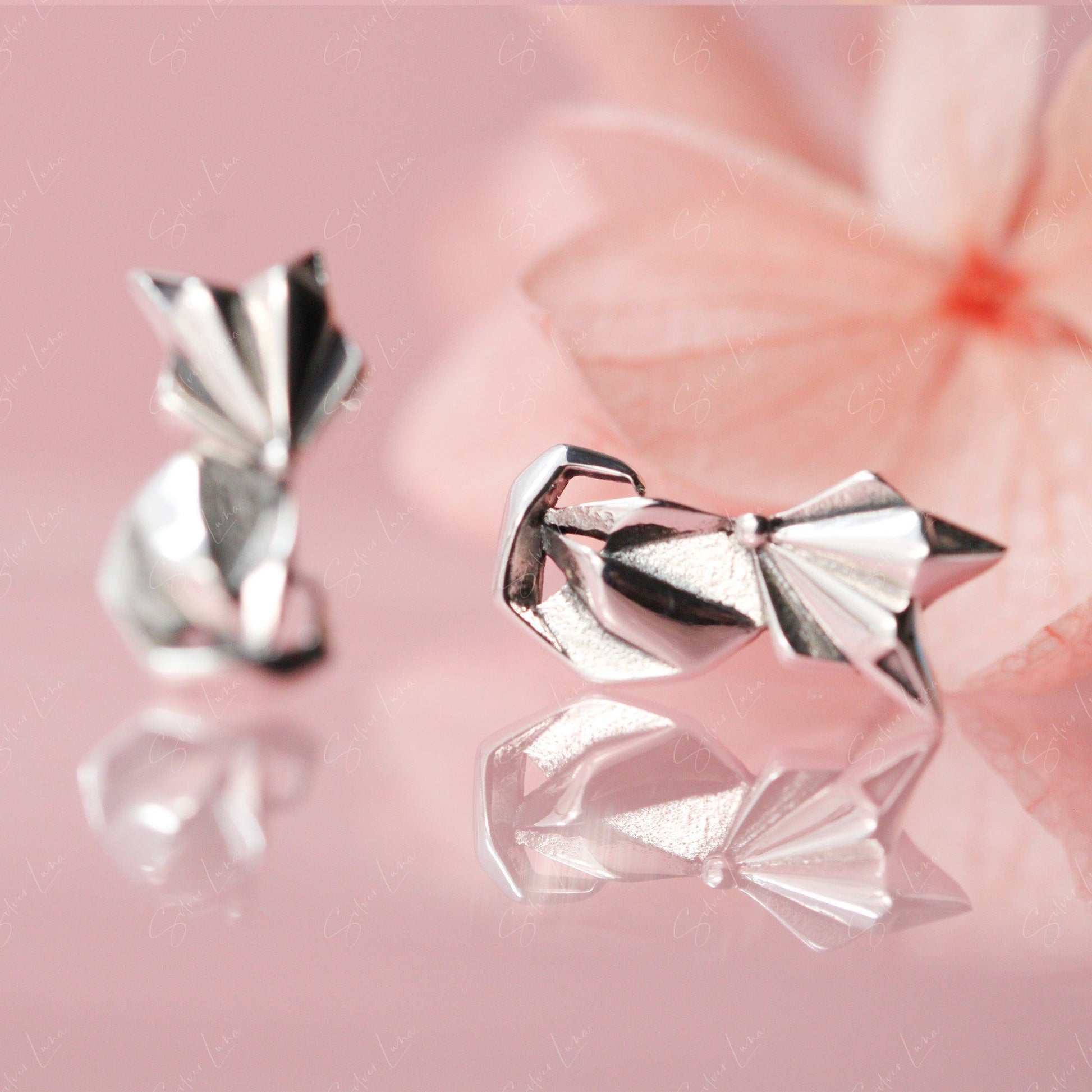 origami animal fox earrings