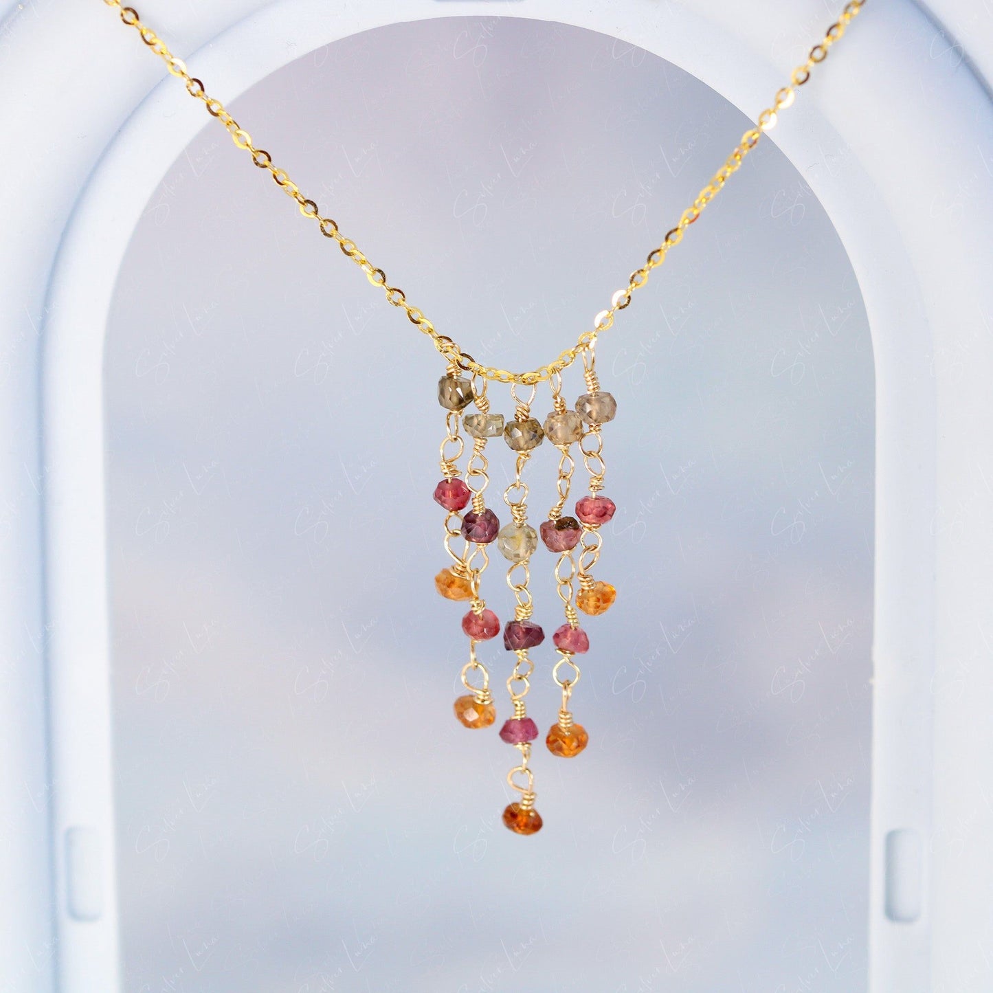 multi color garnet chandelier pendant necklace