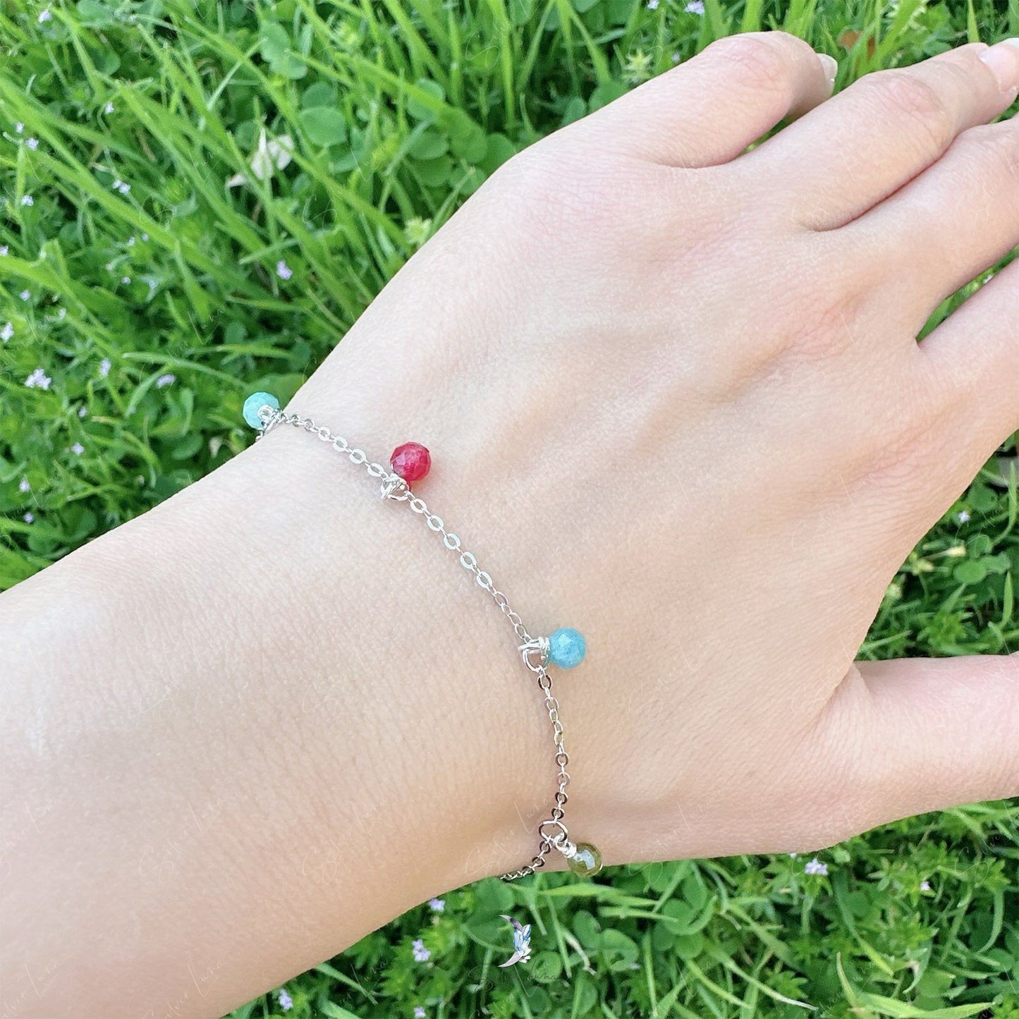 The seven chakra gemstone silver bracelet