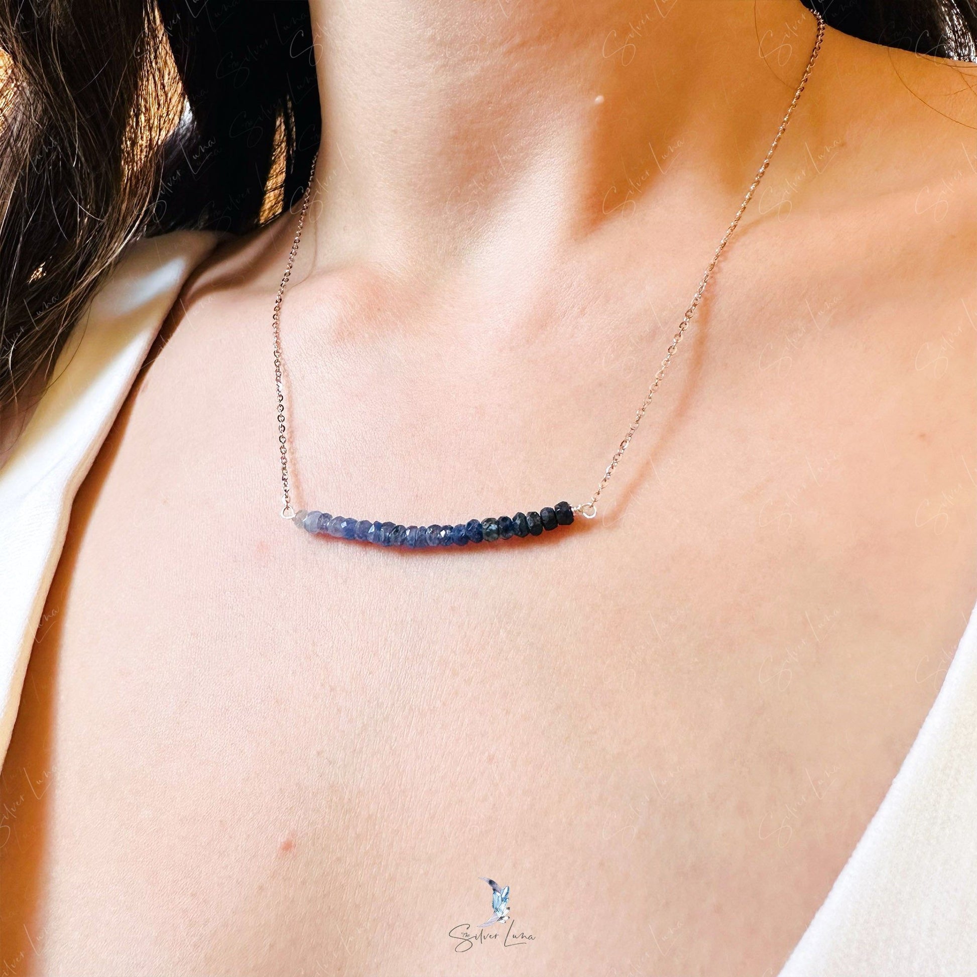 gradient blue sapphire pendant necklace