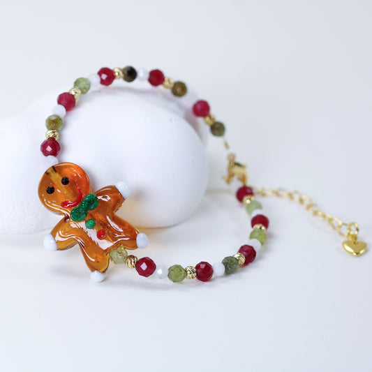 gingerbread man Christmas beaded bracelet