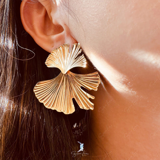 Ginkgo biloba leaves statement earrings