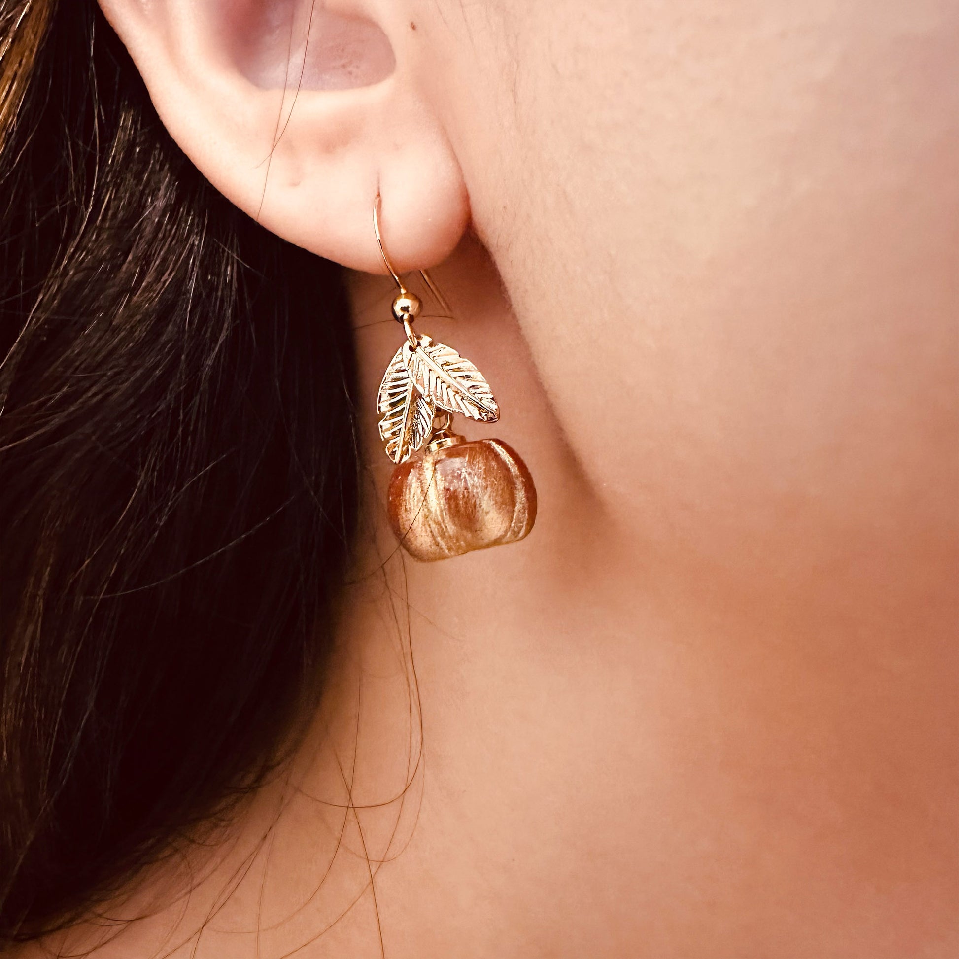 gold plated pumpkin earrings