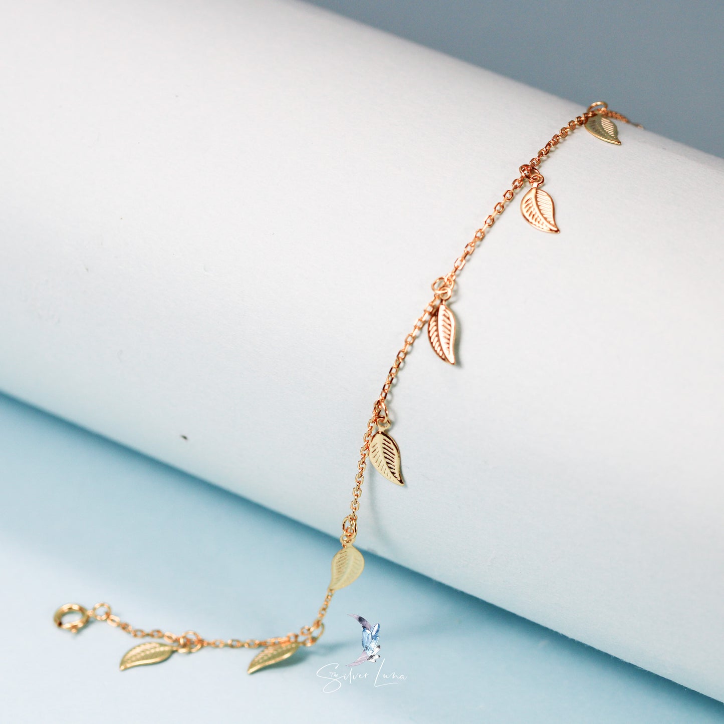 gold leaf charms ankle bracelet